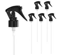 M METERXITY 6-Pack Spray Bottle Nozzle Replacement, Plastic Mini Trigger Spray Nozzle Heads with Tube for 24-410 Neck Size/Garden/Home, Fine Mist Stream Sprayer [Black, Head Only]