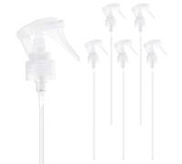 M METERXITY 6-Pack Spray Bottle Nozzle Replacement, Plastic Mini Trigger Spray Nozzle Heads with Tube for 24-410 Neck Size/Garden/Home, Fine Mist Stream Sprayer [Transparent, Head Only]