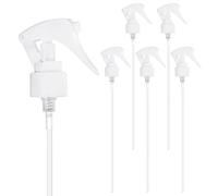 M METERXITY 6-Pack Spray Bottle Nozzle Replacement, Plastic Mini Trigger Spray Nozzle Heads with Tube for 24-410 Neck Size/Garden/Home, Fine Mist Stream Sprayer [White, Head Only]