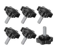 M METERXITY 6-Pack Star Clamping Knobs, M8x20mm Male Thread Hand Tightening Screw for Machinery/Electronic/Furniture/Umbrella Base, Machine Handle Replacement [38mm, Black]