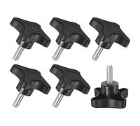 M METERXITY 6-Pack Star Clamping Knobs, M8x25mm Male Thread Hand Tightening Screw for Machinery/Electronic/Furniture/Umbrella Base, Machine Handle Replacement [55mm, Black]