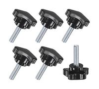 M METERXITY 6-Pack Star Clamping Knobs, M8x30mm Male Thread Hand Tightening Screw for Machinery/Electronic/Furniture/Umbrella Base, Machine Handle Replacement [39mm, Black]