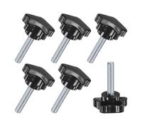 M METERXITY 6-Pack Star Clamping Knobs, M8x35mm Male Thread Hand Tightening Screw for Machinery/Electronic/Furniture/Umbrella Base, Machine Handle Replacement [39mm, Black]