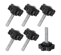 M METERXITY 6-Pack Star Clamping Knobs, M8x35mm Male Thread Hand Tightening Screw for Machinery/Electronic/Furniture/Umbrella Base, Machine Handle Replacement [38mm, Black]