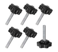 M METERXITY 6-Pack Star Clamping Knobs, M8x40mm Male Thread Hand Tightening Screw for Machinery/Electronic/Furniture/Umbrella Base, Machine Handle Replacement [38mm, Black]