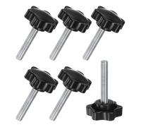 M METERXITY 6-Pack Star Clamping Knobs, M8x45mm Male Thread Hand Tightening Screw for Machinery/Electronic/Furniture/Umbrella Base, Machine Handle Replacement [38mm, Black]