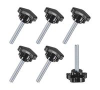 M METERXITY 6-Pack Star Clamping Knobs, M8x50mm Male Thread Hand Tightening Screw for Machinery/Electronic/Furniture/Umbrella Base, Machine Handle Replacement [39mm, Black]