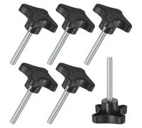 M METERXITY 6-Pack Star Clamping Knobs, M8x60mm Male Thread Hand Tightening Screw for Machinery/Electronic/Furniture/Umbrella Base, Machine Handle Replacement [90mm, Black]