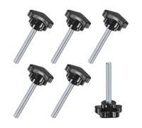 M METERXITY 6-Pack Star Clamping Knobs, M8x60mm Male Thread Hand Tightening Screw for Machinery/Electronic/Furniture/Umbrella Base, Machine Handle Replacement [39mm, Black]