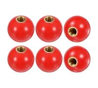 M METERXITY 6-Pack Threaded Ball Knobs, M12 Female Thread 40mm Dia. Thermoset Ball Knob for Lathe/Machine/Lawn Mowers, Round Phenolic Brass Insert Lever Handle [Red]