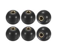 M METERXITY 6-Pack Threaded Ball Knobs, M5 Female Thread 20mm Dia. Thermoset Ball Knob for Lathe/Machine/Lawn Mowers, Round Phenolic Brass Insert Lever Handle [Black]