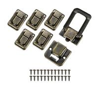 M METERXITY 6 Pack Toggle Catch Lock, 1.5 x 1 in Metal Hasp Latches Decorative Clasp with Screws for Jewelry Case/Wooden Boxes/Suitcase, Retro Style Clasp [Bronze]