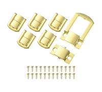 M METERXITY 6 Pack Toggle Catch Lock, 1 x 0.78 in Metal Hasp Latches Decorative Clasp with Screws for Jewelry Case/Wooden Boxes/Suitcase, Retro Style Clasp [Bright Gold]