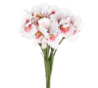 M METERXITY 6-Pack White Pink Artificial Iris Flowers with Flower Bud,17.7 Inch Faux Iris PU Bouquets Real Touch Faux Flowers for Home/Wedding/Christmas/Party