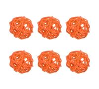 M METERXITY 6-Pack Wicker Rattan Balls 30mm/1.2 Inch Decorative Rattan Balls Orbs Vase Fillers Bowl Fillers for Christmas/Weddings/DIY Crafts/Home Decor [Orange]