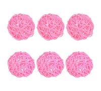M METERXITY 6-Pack Wicker Rattan Balls 60mm/2.4 Inch Decorative Rattan Balls Orbs Vase Fillers Bowl Fillers for Christmas/Weddings/Thanksgiving/DIY Crafts/Home Decor [Pink]