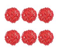 M METERXITY 6-Pack Wicker Rattan Balls 60mm/2.4 Inch Decorative Rattan Balls Orbs Vase Fillers Bowl Fillers for Christmas/Weddings/Thanksgiving/DIY Crafts/Home Decor [Red]