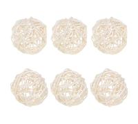 M METERXITY 6-Pack Wicker Rattan Balls 60mm/2.4 Inch Decorative Rattan Balls Orbs Vase Fillers Bowl Fillers for Christmas/Weddings/Thanksgiving/DIY Crafts/Home Decor [White]