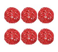 M METERXITY 6-Pack Wicker Rattan Balls 80mm/3.2 Inch Decorative Rattan Balls Orbs Vase Fillers Bowl Fillers for Christmas/Weddings/Thanksgiving/DIY Crafts/Home Decor [Red]