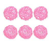 M METERXITY 6-Pack Wicker Rattan Balls 80mm/3.2 Inch Decorative Rattan Balls Orbs Vase Fillers Bowl Fillers for Christmas/Weddings/Thanksgiving/DIY Crafts/Home Decor [Pink]
