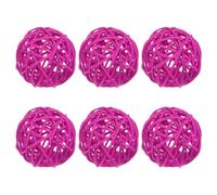 M METERXITY 6-Pack Wicker Rattan Balls 80mm/3.2 Inch Decorative Rattan Balls Orbs Vase Fillers Bowl Fillers for Christmas/Weddings/Thanksgiving/DIY Crafts/Home Decor [Rose Red]