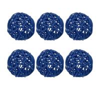 M METERXITY 6-Pack Wicker Rattan Balls 80mm/3.2 Inch Decorative Rattan Balls Orbs Vase Fillers Bowl Fillers for Christmas/Weddings/Thanksgiving/DIY Crafts/Home Decor [Blue]
