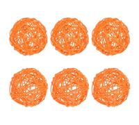 M METERXITY 6-Pack Wicker Rattan Balls 80mm/3.2 Inch Decorative Rattan Balls Orbs Vase Fillers Bowl Fillers for Christmas/Weddings/Thanksgiving/DIY Crafts/Home Decor [Orange]