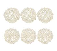 M METERXITY 6-Pack Wicker Rattan Balls 80mm/3.2 Inch Decorative Rattan Balls Orbs Vase Fillers Bowl Fillers for Christmas/Weddings/Thanksgiving/DIY Crafts/Home Decor [White]