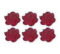 M METERXITY 6-Pack Wine Red Rose Embroidered Patch 7.3cm Adhesive Fabric Embroidered Sew on Flower Appliques Patches for DIY Crafts/Clothing Repairing/Shoes/Bag/Hat