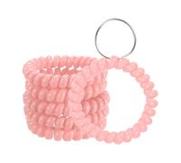 M METERXITY 6-Pack Wrist Coil Keychain Wristlet, 2 Inch Plastic Spiral Spring Flexible Stretchable Wristband with Steel Key Ring for Outdoor Sports/Pool/Gym, Key Bracelet Holder [Light Pink]