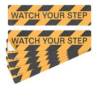 M METERXITY 6 Pcs WATCH YOUR STEP Floor Decals Stickers 6 x 24 Inch Watch Your Step Sign Warning Sticker Self-Adhesive Anti Slip Abrasive Tape for Indoor/Outdoor Stairs Step[Yellow Black]