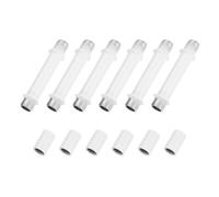 M METERXITY 6-Set Straight Pipe Lamp Stem Kit, 50mm(1.97") Long M10 Double End Thread Rod W/Coupling Sleeve Nuts for Table Lamps/Chandeliers, Light Fixture Replacement Parts [White]
