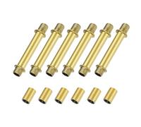 M METERXITY 6-Set Straight Pipe Lamp Stem Kit, 60mm(2.36") Long M10 Double End Thread Rod W/Coupling Sleeve Nuts for Table Lamps/Chandeliers, Light Fixture Replacement Parts [Gold Tone]