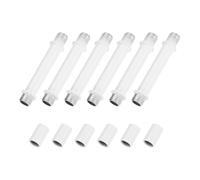 M METERXITY 6-Set Straight Pipe Lamp Stem Kit, 60mm(2.36") Long M10 Double End Thread Rod W/Coupling Sleeve Nuts for Table Lamps/Chandeliers, Light Fixture Replacement Parts [White]