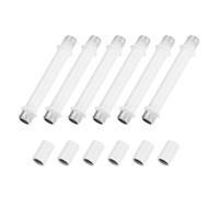 M METERXITY 6-Set Straight Pipe Lamp Stem Kit, 70mm(2.76") Long M10 Double End Thread Rod W/Coupling Sleeve Nuts for Table Lamps/Chandeliers, Light Fixture Replacement Parts [White]