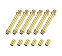 M METERXITY 6-Set Straight Pipe Lamp Stem Kit, 70mm(2.76") Long M10 Double End Thread Rod W/Coupling Sleeve Nuts for Table Lamps/Chandeliers, Light Fixture Replacement Parts [Gold Tone]