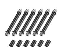 M METERXITY 6-Set Straight Pipe Lamp Stem Kit, 80mm(3.15") Long M10 Double End Thread Rod W/Coupling Sleeve Nuts for Table Lamps/Chandeliers, Light Fixture Replacement Parts [Black]