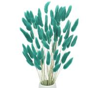 M METERXITY 60-Pack Bunny Tails Grass 17 Inch Fluffy Rabbit Tail Grass Dried Flowers Branches Vase Filler Dried Grass Decor for Home/Wedding/Vase/Office/Party [Blue Green]