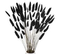 M METERXITY 60-Pack Bunny Tails Grass 17 Inch Fluffy Rabbit Tail Grass Dried Flowers Branches Vase Filler Dried Pampas Grass Decor for Home/Wedding/Vase/Office/Party [Black]