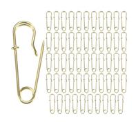 M METERXITY 60-Pack Large Safety Pins, 1.1" Spring Lock Pins Blanket Bulk Pins for Fashion/Clothes/Sewing/Quilting/Upholstery/Laundry/DIY Craft/Decorative, Big Safety Pins [Gold]