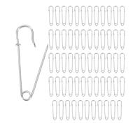 M METERXITY 60-Pack Large Safety Pins, 1.5" Spring Lock Pins Blanket Bulk Pins for Fashion/Clothes/Sewing/Quilting/Upholstery/Laundry/DIY Craft/Decorative, Big Safety Pins [Silver]