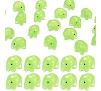 M METERXITY 60-Pack Luminous Mini Resin Elephant, Glow in the Dark Tiny Elephant for Fairy Garden/Micro Landscaping/Dollhouse, Cute Miniature Animal Figurine to Hide [Green]