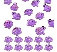 M METERXITY 60-Pack Luminous Mini Resin Frogs, Glow in the Dark Tiny Elephant for Fairy Garden/Micro Landscaping/Dollhouse, Cute Miniature Animal Figurine to Hide [Purple]