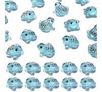 M METERXITY 60-Pack Luminous Mini Resin Frogs, Glow in the Dark Tiny Frog for Fairy Garden/Micro Landscaping/Dollhouse, Cute Miniature Animal Figurine to Hide [Blue]