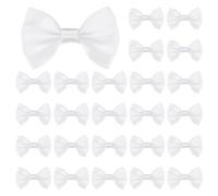 M METERXITY 60-Pack Mini Craft Ribbon Bow 1.5x1 Inch Checkered Fabric Satin Ribbon Bows Boutique for Craft DIY/Treat Bags/Hair Bow Sewing/Wedding/Party/Christmas [White]