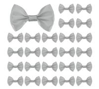 M METERXITY 60-Pack Mini Craft Ribbon Bow 1.5x1 Inch Checkered Fabric Satin Ribbon Bows Boutique for Craft DIY/Treat Bags/Hair Bow Sewing/Wedding/Party/Christmas [Light Gray]