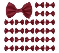 M METERXITY 60-Pack Mini Craft Ribbon Bow 1.5x1 Inch Checkered Fabric Satin Ribbon Bows Boutique for Craft DIY/Treat Bags/Hair Bow Sewing/Wedding/Party/Christmas [Wine Red]
