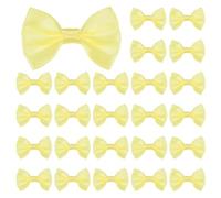 M METERXITY 60-Pack Mini Craft Ribbon Bow 1.5x1 Inch Checkered Fabric Satin Ribbon Bows Boutique for Craft DIY/Treat Bags/Hair Bow Sewing/Wedding/Party/Christmas [Light Yellow]
