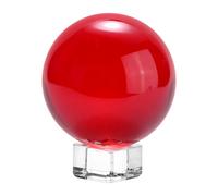 M METERXITY 60mm/2.4 Inch K5 Crystal Glass Ball with Stand Solid Crystal Ball Sphere Ornament for Home/Office/Photography/Magic [Red]