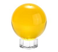 M METERXITY 60mm/2.4 Inch K5 Crystal Glass Ball with Stand Solid Crystal Ball Sphere Ornament for Home/Office/Photography/Magic [Yellow]